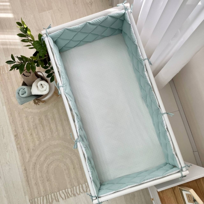 Protectie laterata patut bebe din 4 piese menta (6)